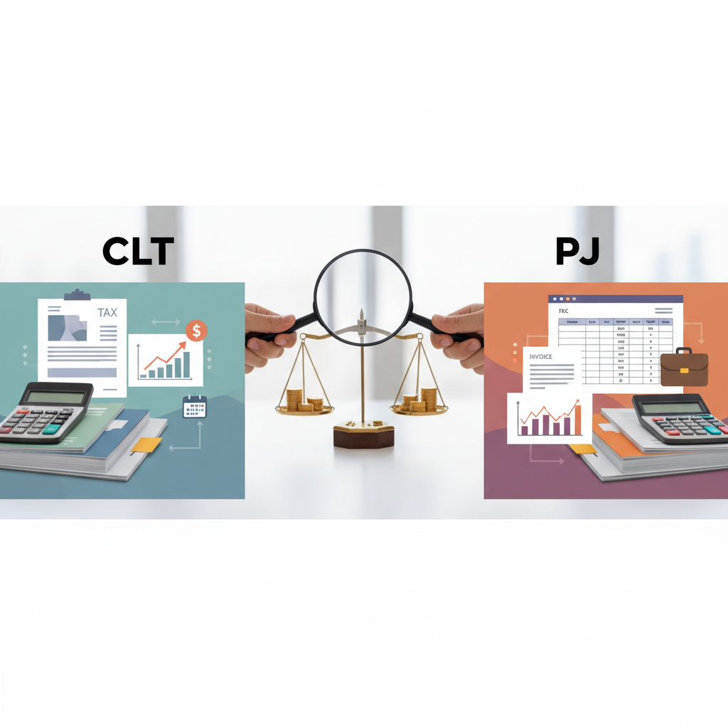 CLT ou PJ: como escolher o modelo certo para a sua carreira — Como fazer a comparação financeira corretamente